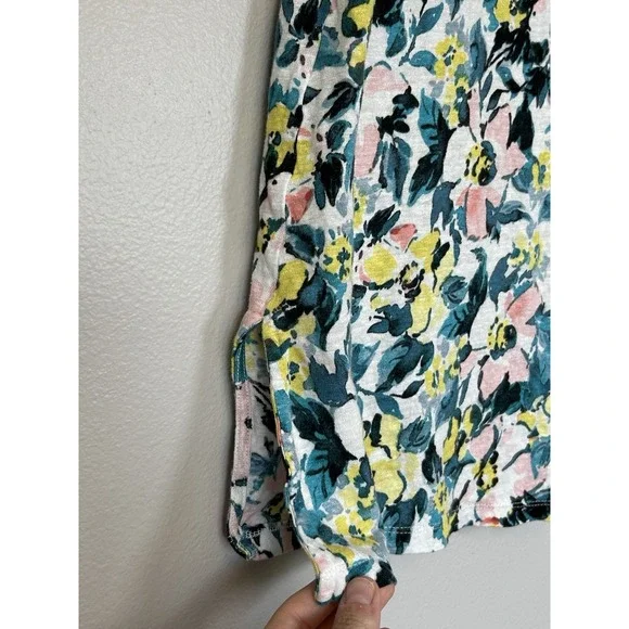 St. Tropez Floral 100% Linen Women's Tank Top Small. Breathable Travel Summer - Picture 2 of 5